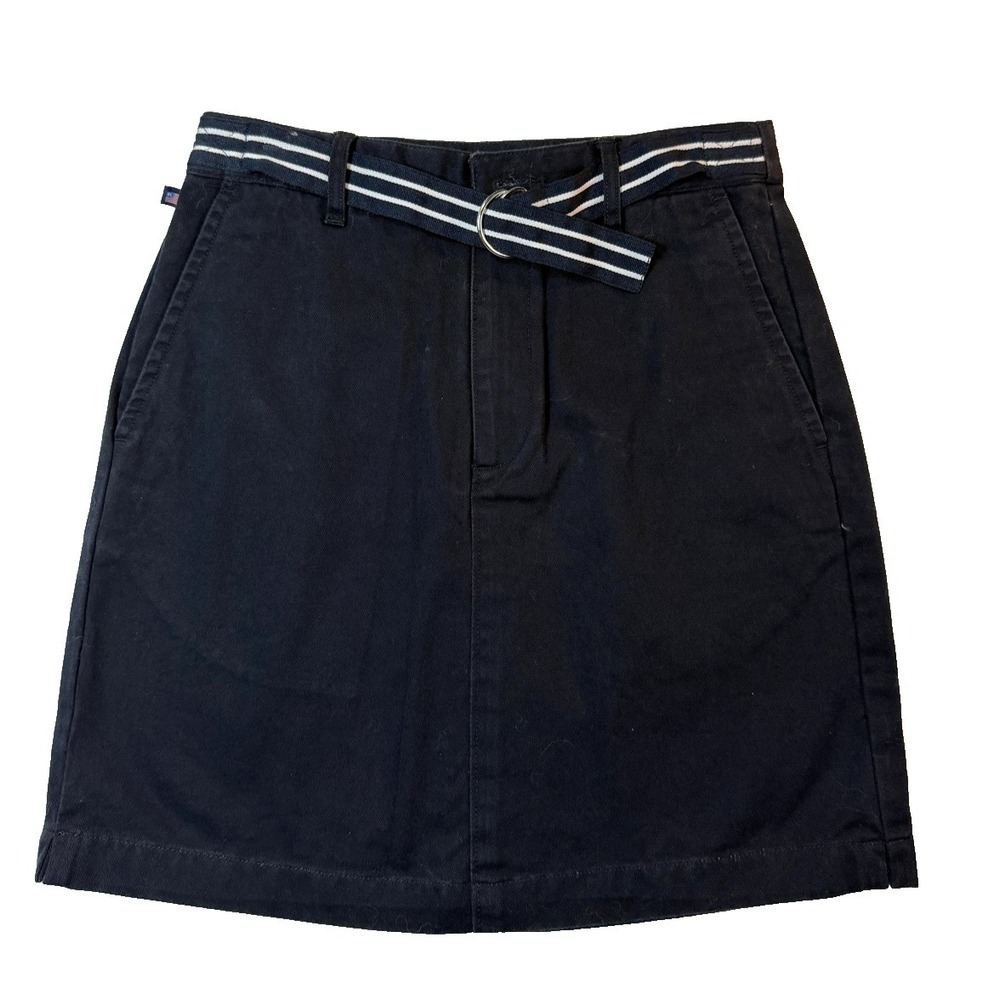 Vintage Ralph Lauren Polo Skirt Womens 2‎ Navy Blue Belted A-Line Twill Nautical